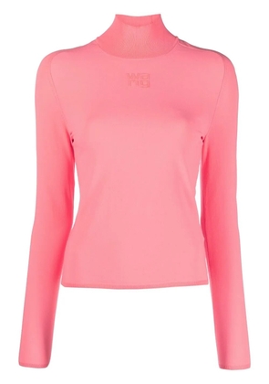 Alexander Wang roll neck embossed-logo jumper - Pink