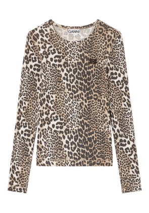 GANNI leopard long-sleeve top - Brown