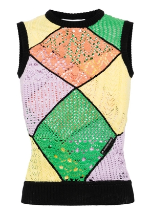 Marine Serre panelled crochet-knit tank top - Black