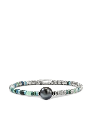 John Hardy sterling silver Heishi turquoise and pearl bracelet