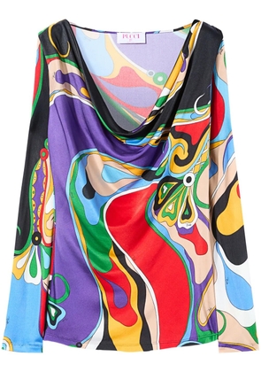 PUCCI cowl-neck abstract print blouse - Purple