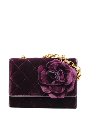 CHANEL Pre-Owned 1990s mini Camellia velvet shoulder bag - Purple