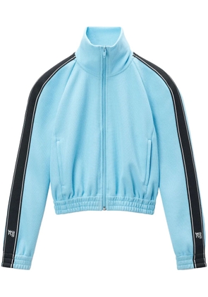 Alexander Wang logo-tape cropped track jacket - Blue