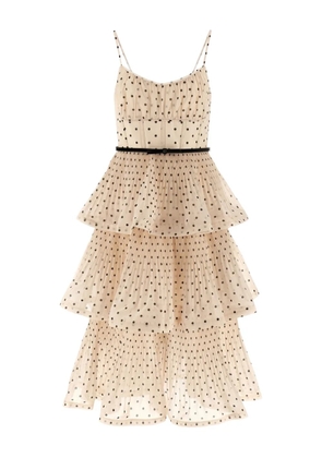 ZIMMERMANN pleated tiered midi dress - Neutrals