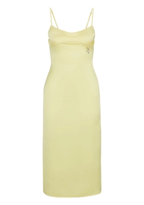 HUGO logo-charm satin midi dress - Yellow