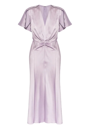 Victoria Beckham ruched satin midi dress - Purple