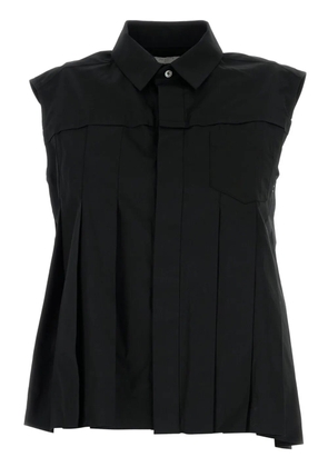 sacai pleated asymmetric shirt - Black