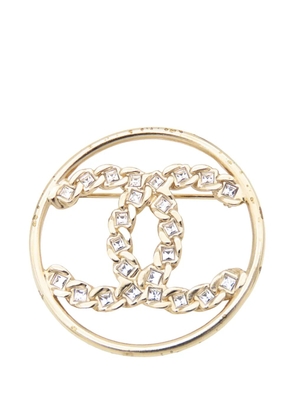 CHANEL Pre-Owned 2019 CC Gold Plated Logo Crystal Brooch costume brooch