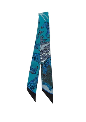 Hermès Pre-Owned 2000-2025 Les Zebres Silk Twilly Scarf scarves - Blue