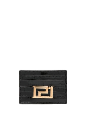 Versace Greca Goddess crocodile-embossed cardholder - Black