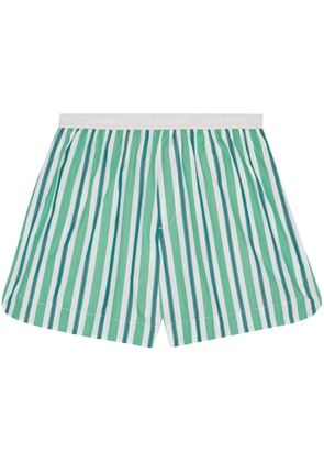 GANNI striped cotton mini shorts - Green