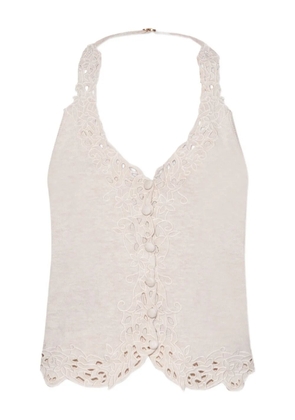 Cult Gaia embroidered button-front top - Neutrals