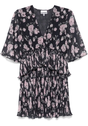 GANNI floral-print mini dress - Black