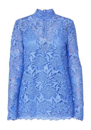 Carolina Herrera tulip-embroidered lace top - Blue