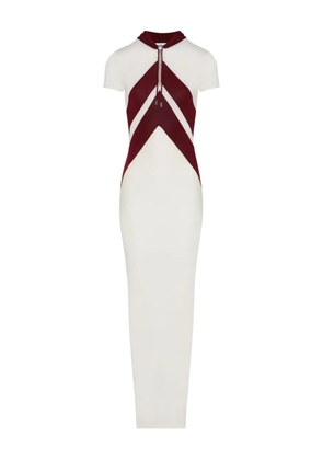 Jean Paul Gaultier chevron-detail hooded long dress - White