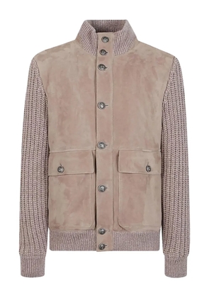 Brunello Cucinelli suede knitted-sleeves jacket - Brown