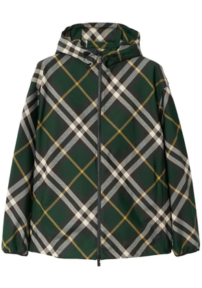 Burberry check-pattern zipped hooded jacket - Green