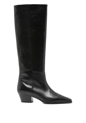 Aeyde 50mm Medea leather pointed-toe knee-high boots - Black