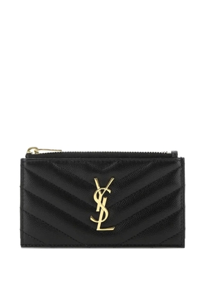 Saint Laurent Cassandre zip card case - Black