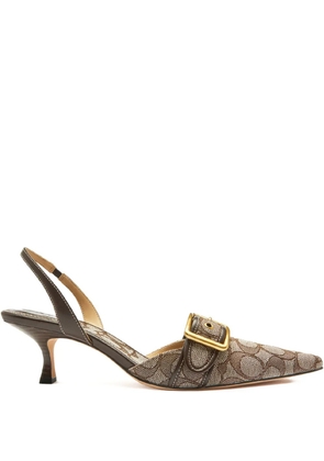 Coach monogram-jacquard slingback sandals - Neutrals