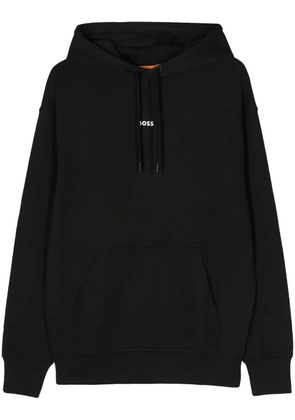 BOSS logo-rubberised cotton hoodie - Black