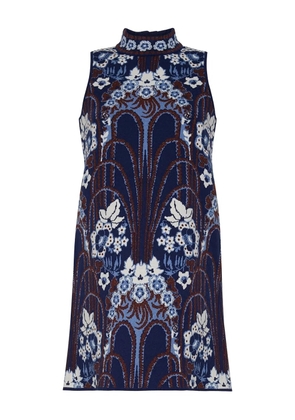 Cara Cara floral mock-neck mini dress - Blue