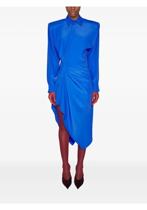 Mugler padded-shoulder asymmetrical dress - Blue