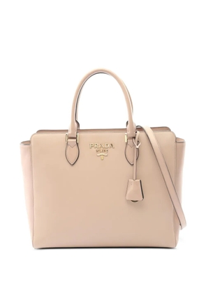 Prada Pre-Owned 2010s logo-detail two-way tote bag - Neutrals