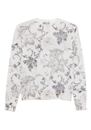 Herno floral-pattern long-sleeve sweater - White