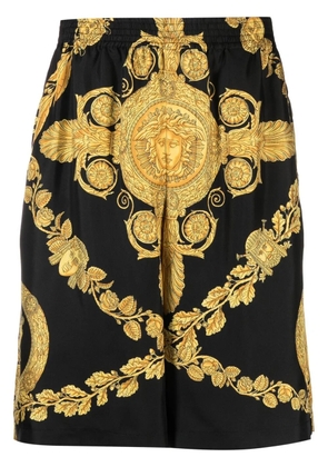 Versace Barocco-print silk shorts - Black
