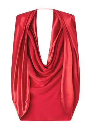 Genny draped cowl-effect cape - Red