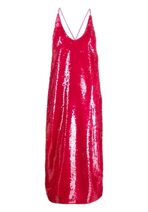 GANNI sequin-embellished midi dress - Pink