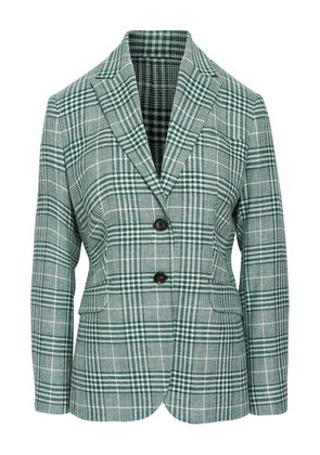 Kiton check-pattern buttoned blazer - Green