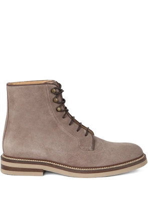 Brunello Cucinelli lace-up suede boots - Brown