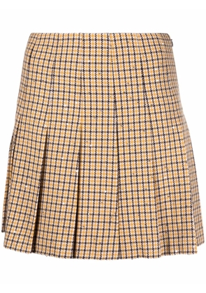 Alessandra Rich pleated houndstooth mini skirt - Yellow
