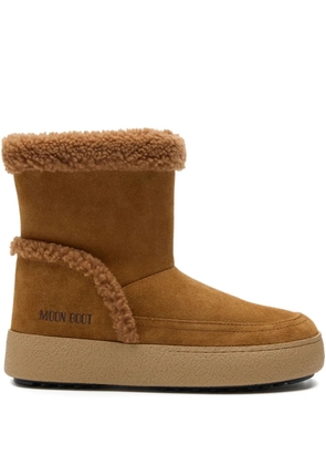 Moon Boot shearling-trimmed suede boots - Brown