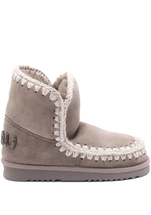 Mou crochet-detail sheepskin boots - Grey