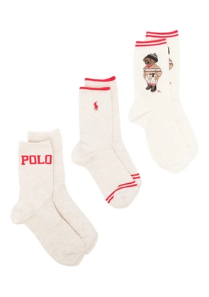 Polo Ralph Lauren Polo Bear-intarsia socks (pack of three) - Neutrals