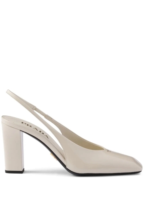 Prada 85mm leather slingback pumps - Neutrals