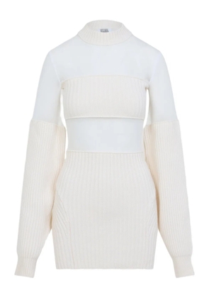 Jean Paul Gaultier wool short with mesh details dress - Neutrals