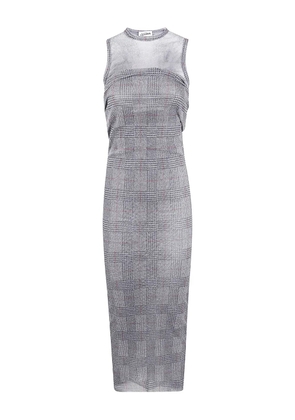 Jean Paul Gaultier mesh-panelled check maxi dress - Grey