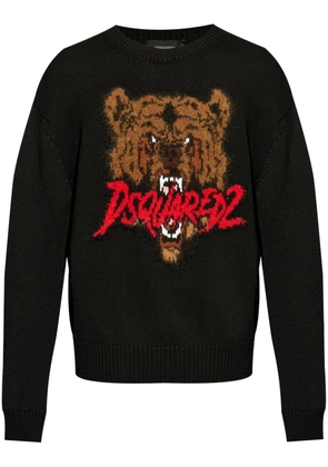DSQUARED2 intarsia knit-logo wool-blend jumper - Black