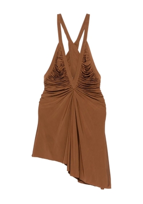 Christopher Esber ruched V-neck mini dress - Brown
