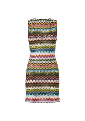 Missoni zigzag-patten knitted mini dress - Blue