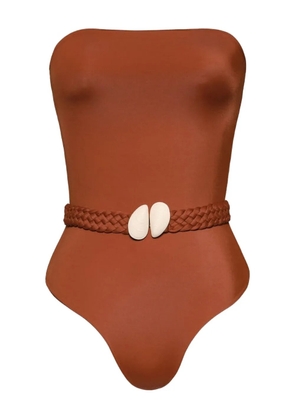 Johanna Ortiz The Classic braided-belt swimsuit - Brown