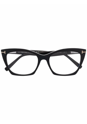 TOM FORD Eyewear logo-plaque cat-eye glasses - Black