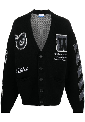 Off-White intarsia-knit wool-blend cardigan - Black