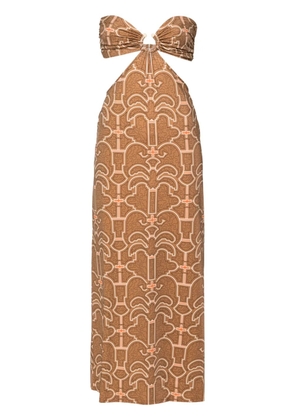 Johanna Ortiz Jungle Geometry strapless maxi dress - Brown