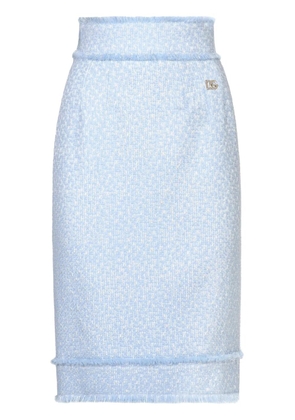 Dolce & Gabbana DNA appliqu�-logo tweed straight skirt - Blue