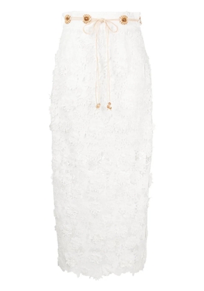 ZIMMERMANN Raie lace midi skirt - White